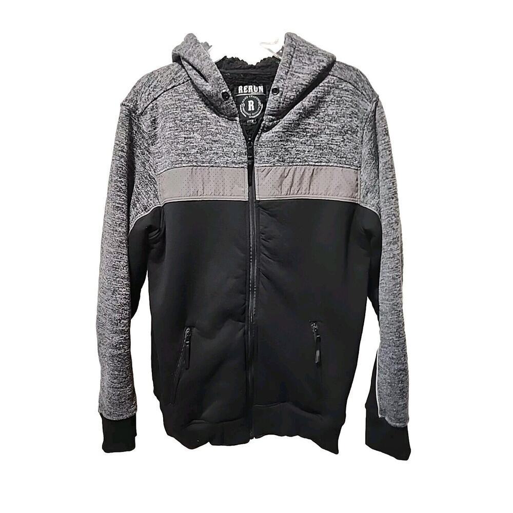 Mens Rerun Supply Company Full Zip Sherpa Lined Thick Jacket Size Large